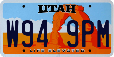 UT license plate W949PM