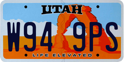 UT license plate W949PS