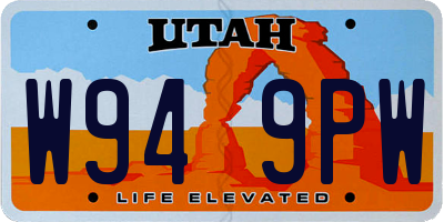 UT license plate W949PW