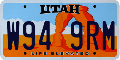 UT license plate W949RM