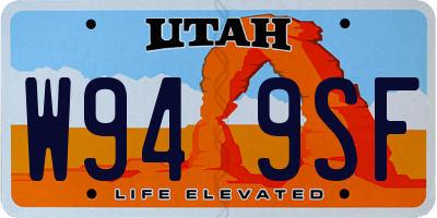 UT license plate W949SF