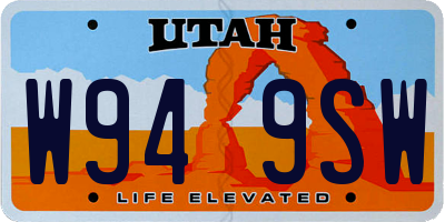 UT license plate W949SW