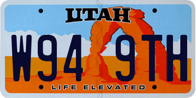 UT license plate W949TH