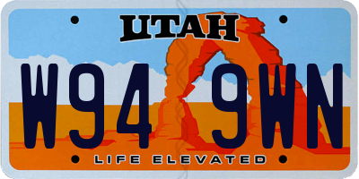 UT license plate W949WN
