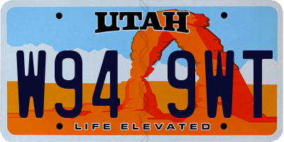 UT license plate W949WT