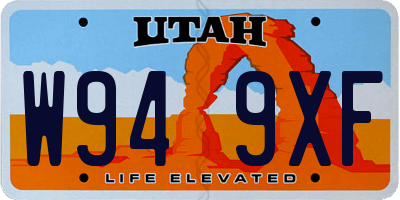 UT license plate W949XF