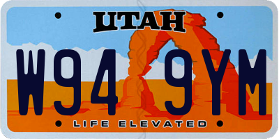 UT license plate W949YM