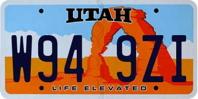 UT license plate W949ZI