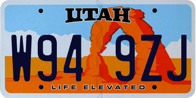 UT license plate W949ZJ