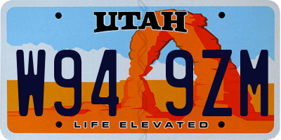 UT license plate W949ZM