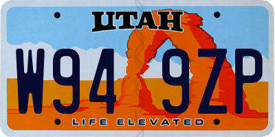 UT license plate W949ZP