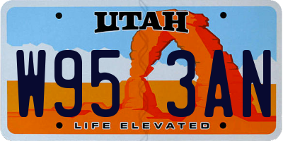 UT license plate W953AN