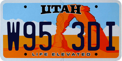 UT license plate W953DI