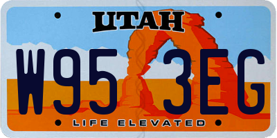 UT license plate W953EG
