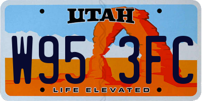 UT license plate W953FC