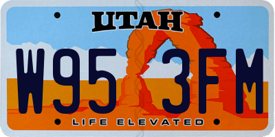 UT license plate W953FM