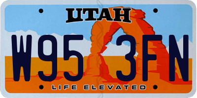UT license plate W953FN