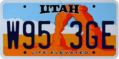 UT license plate W953GE
