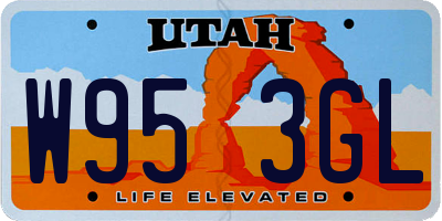 UT license plate W953GL