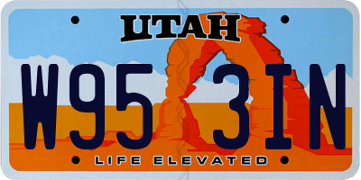 UT license plate W953IN