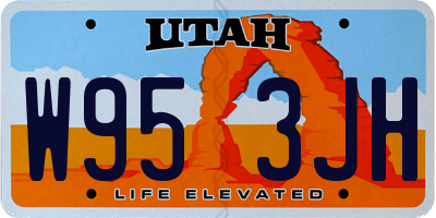 UT license plate W953JH