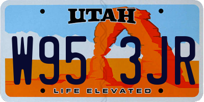 UT license plate W953JR