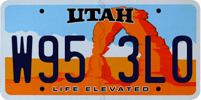 UT license plate W953LO