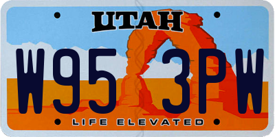 UT license plate W953PW
