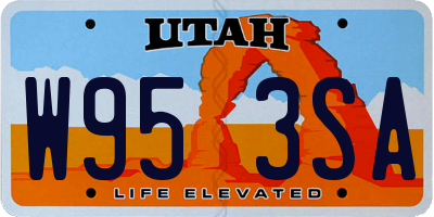 UT license plate W953SA