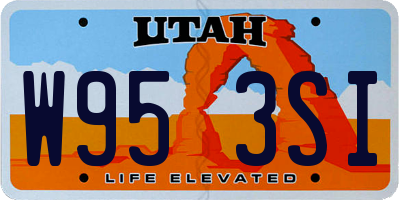 UT license plate W953SI
