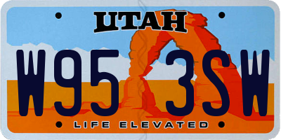 UT license plate W953SW