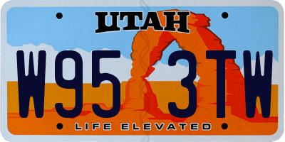 UT license plate W953TW