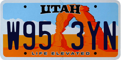 UT license plate W953YN