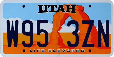 UT license plate W953ZN