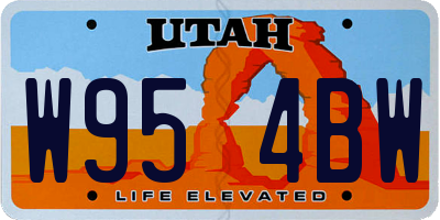 UT license plate W954BW