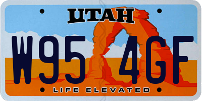 UT license plate W954GF