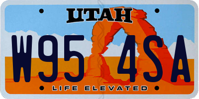 UT license plate W954SA