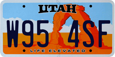 UT license plate W954SF