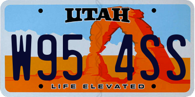 UT license plate W954SS