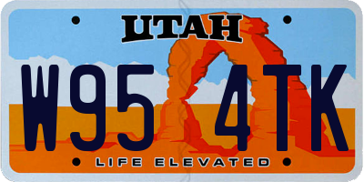 UT license plate W954TK