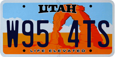 UT license plate W954TS