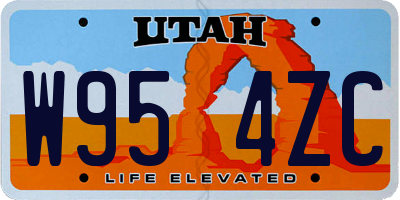 UT license plate W954ZC