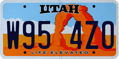 UT license plate W954ZO