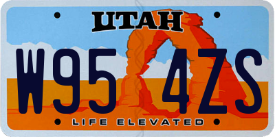 UT license plate W954ZS