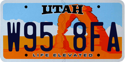 UT license plate W958FA