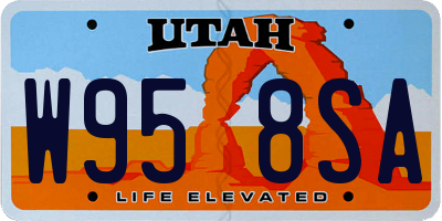UT license plate W958SA