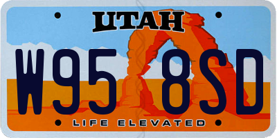 UT license plate W958SD