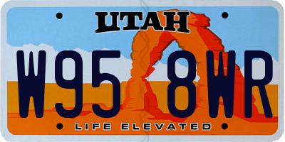 UT license plate W958WR
