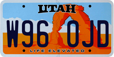 UT license plate W960JD