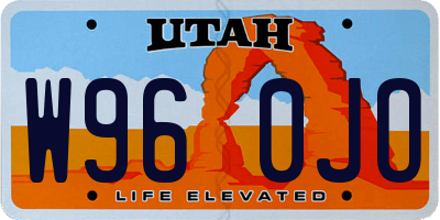 UT license plate W960JO